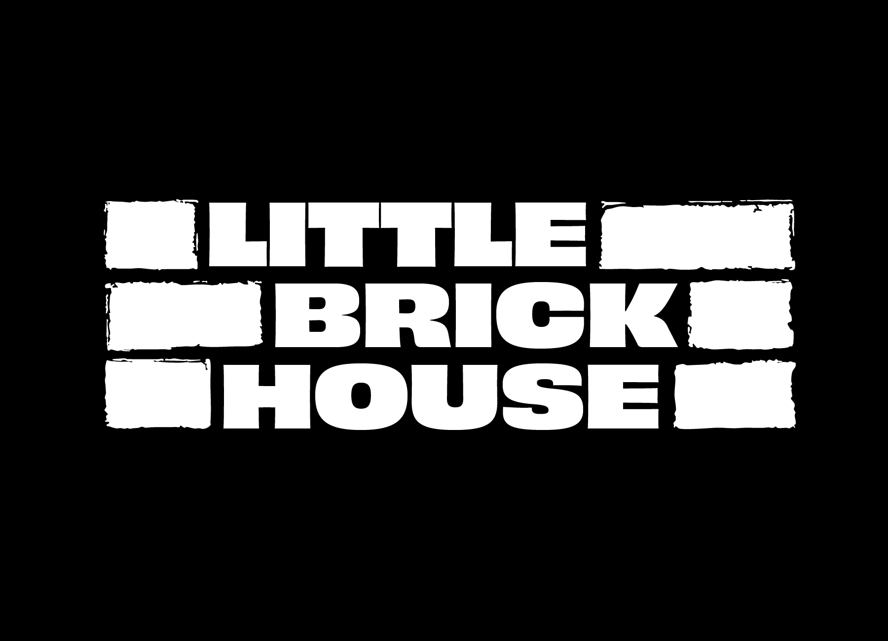 Logo of Little Brick House in white text on black background.